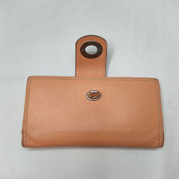 Coach Orange Leather Turn Lock Credit Card ID Window Bifold Wallet - Picture 7 of 15